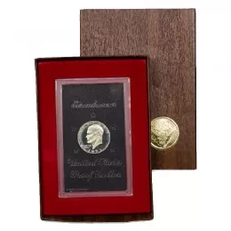1973 S United States $1 Eisenhower US Silver Proof Dollar Coin w/ Original Brown Box 1973 S United States $1 Eisenhower US Silver Proof Dollar Coin w/ Original Brown Box
