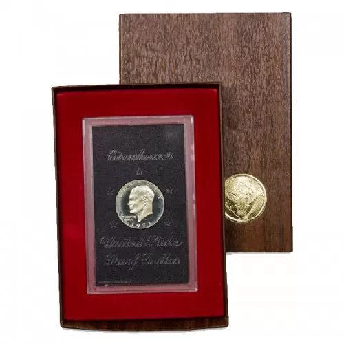1973 S United States $1 Eisenhower US Silver Proof Dollar Coin w/ Original Brown Box