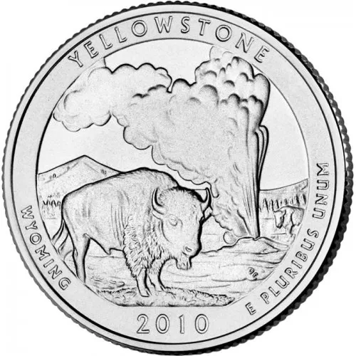2010-D United States 25-Cent Yellowstone/Wyoming National Park Quarter Coin (Brilliant Uncirculated)