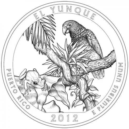 2012-P United States 25-Cent El Yunque/Puerto Rico National Park Quarter Coin (Brilliant Uncirculated)
