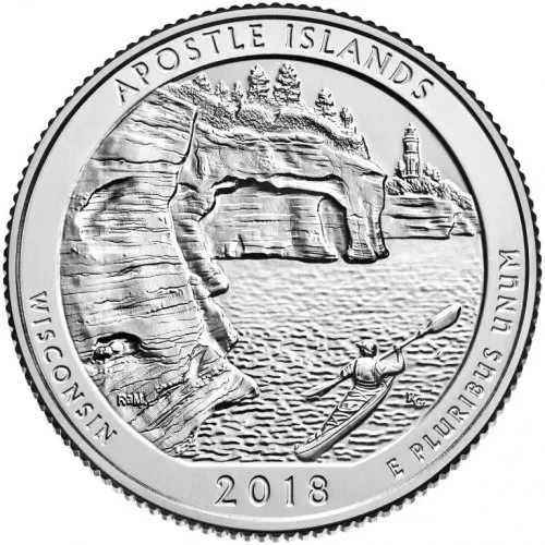 2018-P United States 25-Cent Apostle Islands/Wisconsin National Park Quarter Coin (Brilliant Uncirculated)