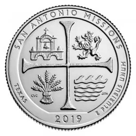 2019-D United States 25-Cent San Antonio Missions/Texas National Park Quarter Coin (Brilliant Uncirculated)