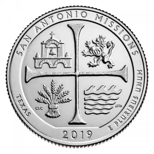 2019-D United States 25-Cent San Antonio Missions/Texas National Park Quarter Coin (Brilliant Uncirculated)