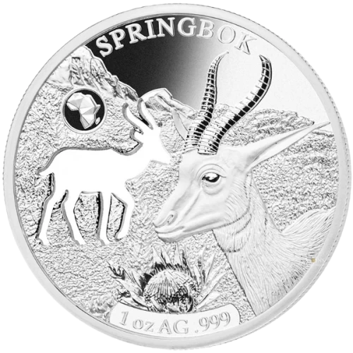 2018 Djibouti 250 Francs Shapes of Africa: Springbok - 1 oz 99.9% Fine Silver Coin