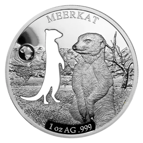2018 Djibouti 250 Francs Shapes of Africa: Meerkat - 1 oz 99.9% Fine Silver Coin