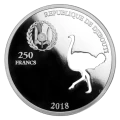 2018 Djibouti 250 Francs Shapes of Africa: Ostrich - 1 oz 99.9% Fine Silver Coin