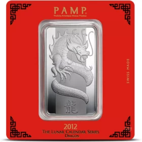2012 PAMP Suisse 100g Lunar Year of Dragon - 99.9% Pure Silver Wafer/Bar *CANADA ONLY*
