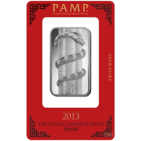 2013 PAMP Suisse 1g Lunar Year of Snake - 99.9% Pure Silver Wafer/Bar *CANADA ONLY*