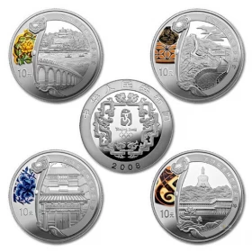2008 Beijing ¥10 (Yuan) Olympics 99.9% Silver 4-Coin Set