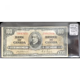 1937 Bank of Canada $100 Bilingual Series Osborne Towers Bill Note F15