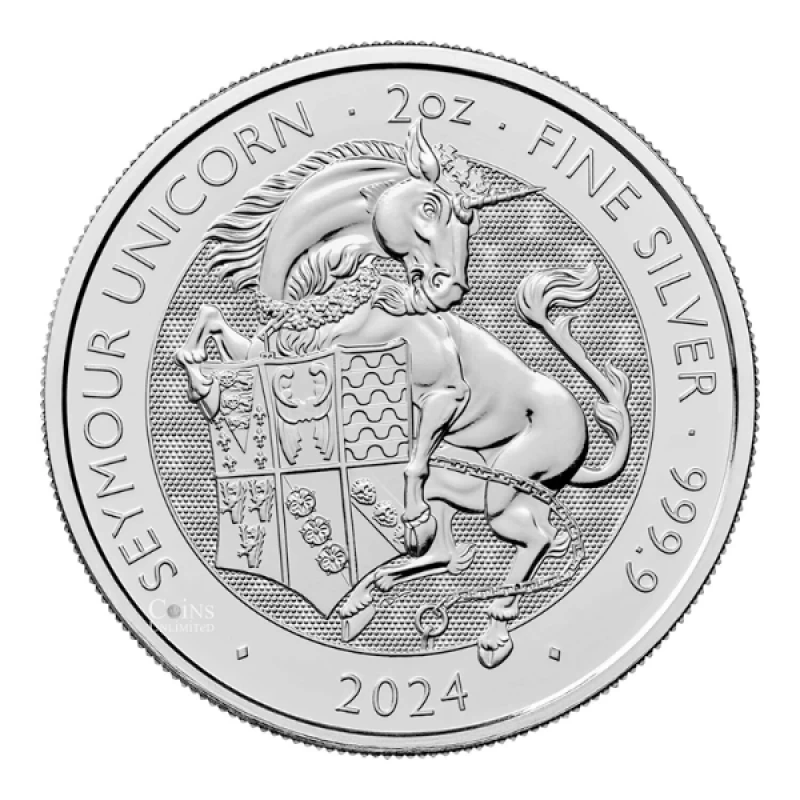 チューダービースト ユニコーン2oz 銀貨 2024年発行 2024 Great Britain £5 Seymour Unicorn - Tudor Beasts 2 oz Fine