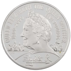 2000 (1900-) Great Britain £5 Queen Mother Centenury Year 1oz Proof Silver Crown Coin - lightly tarnished