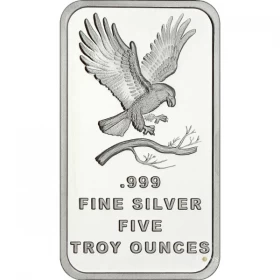SilverTowne Trademark Eagle 5oz 99.9% Pure Silver Bullion Wafer/Bar *E-TRANSFER & CANADA ONLY*