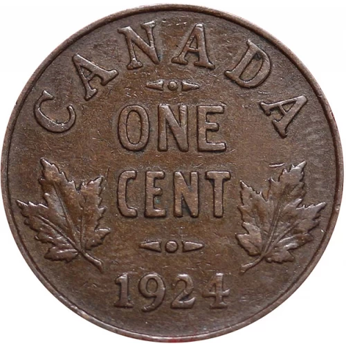 1924 Canadian 1-Cent Small Penny Coin (VG)