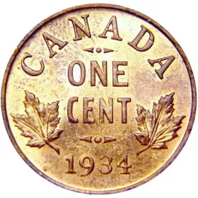 1934 Canadian 1-Cent Small Penny Coin (VF)