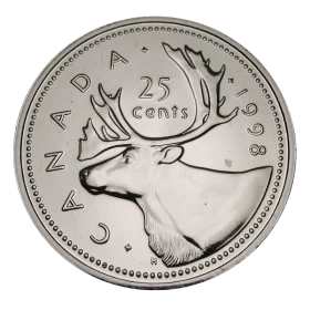 1998-W Canadian 25-Cent Caribou Quarter Proof-like (PL) Coin