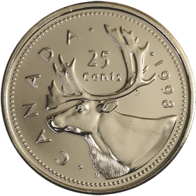 1998 Canadian 25-Cent Caribou Quarter Proof-like (PL) Coin