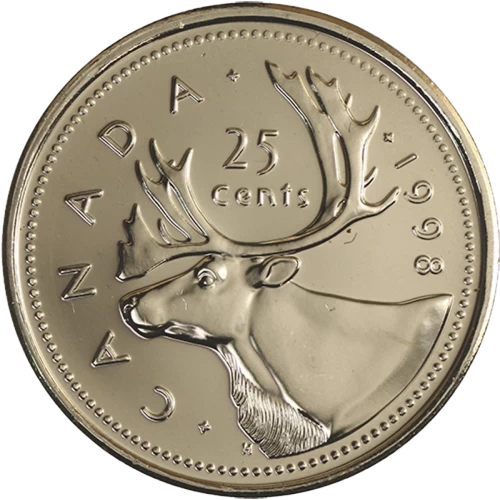 1998 Canadian 25-Cent Caribou Quarter Proof-like (PL) Coin