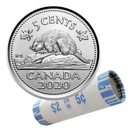 2020 Canadian 5-Cent Beaver Nickel Original Coin Roll