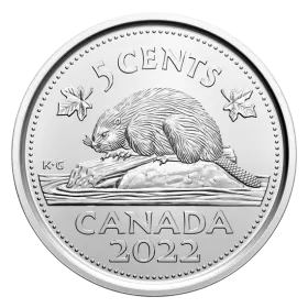 2022 Canadian 5-Cent Beaver Nickel Coin (Brilliant Uncirculated)