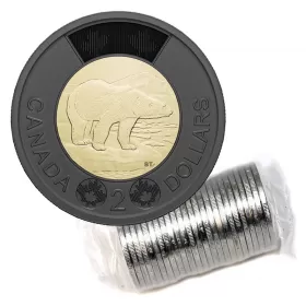 2022 Canadian $2 Polar Bear/Solemn Tribute to Queen Elizabeth II Black Ring Toonie Original Coin Roll