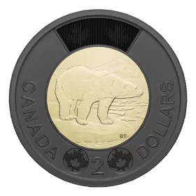 2022 Canadian $2 Polar Bear/Solemn Tribute to Queen Elizabeth II Black Ring Toonie Coin (Brilliant Uncirculated)