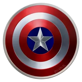 2016 Fiji $2 Captain America's Shield - 2 oz Fine Silver Coloured Coin