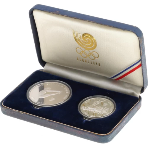 1986-1988 Olympic Games in Seoul 5000-10000 Won Sterling Silver Set