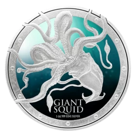 2015 Niue $2 Ocean Predators: Ocean Squid - 1 oz Fine Silver Coin