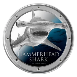 2013 Niue $2 Ocean Predators: Hammerhead Shark - 1 oz Fine Silver Coin
