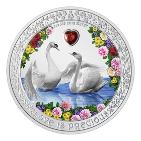 2023 Niue $2 Love is Precious: Swans - 1 oz Fine Silver Coin