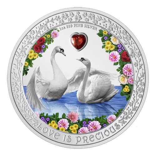 2023 Niue $2 Love is Precious: Swans - 1 oz Fine Silver Coin