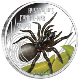 2012 Tuvalu $1 Australia's Deadly & Dangerous: Funnel-Web Spider - 1 oz Fine Silver Coin 2012 Tuvalu $1 Australia's Deadly & Dangerous: Funnel-Web Spider - 1 oz Fine Silver Coin