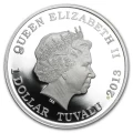 2013 Tuvalu $1 Extinct & Endangered: Tasmanian Devil - 1 oz Fine Silver Coin