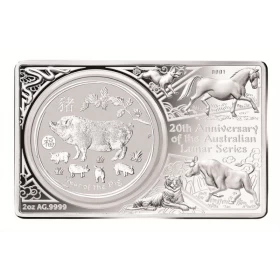 2019 Australian Lunar Silver - 3 oz Fine Silver Coin & Bar Set - Turnished 