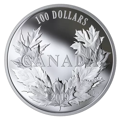 2019 Canadian $100 Canadian Maples - 10 oz Fine Silver Coin