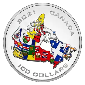 2021 Canadian $100 Canada’s Provincial and Territorial Flags - 10 oz Fine Silver Coin