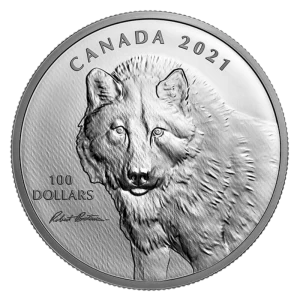 2021 Canadian $100 Wolf Sketch by Robert Bateman - 10 oz Fine Silver Coin 2021 Canadian $100 Wolf Sketch by Robert Bateman - 10 oz Fine Silver Coin