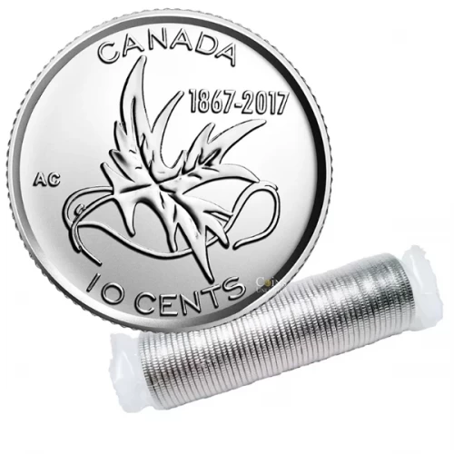 2017 (1867-) Canada 10-Cent Wings of Peace 150th Anniv Dime Original Coin Roll