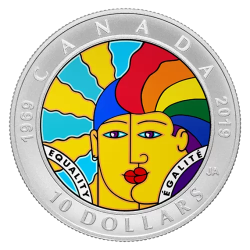 2019 (1969-) Canadian $10 Equality - 1/2 oz Fine Silver Coloured Coin