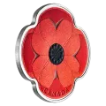 2019 Canadian $10 Remembrance Day 1/2 oz Silver Poppy-shaped Coloured Coin