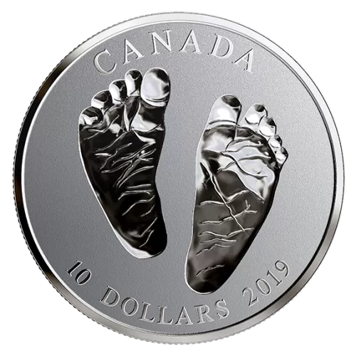 2019 Canadian $10 Welcome to the World, Baby Feet 1/2 oz Fine Silver Coin