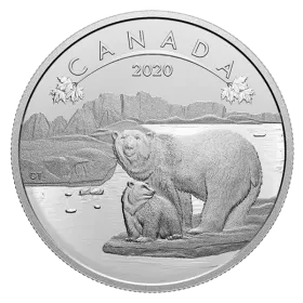 2020 Canadian $10 O Canada! Series: Polar Bears - 1/2 oz Fine Silver Coin