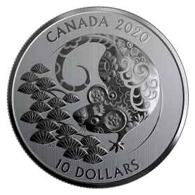 2020 Canadian $10 Year of the Rat - 1/2 oz Fine Silver Coin - No beauty box