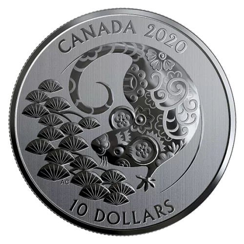 2020 Canadian $10 Year of the Rat - 1/2 oz Fine Silver Coin - No beauty box