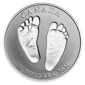 2021 Canadian $10 Welcome to the World, Baby Feet - 1/2 oz Fine Silver Coin-coin in capsule only