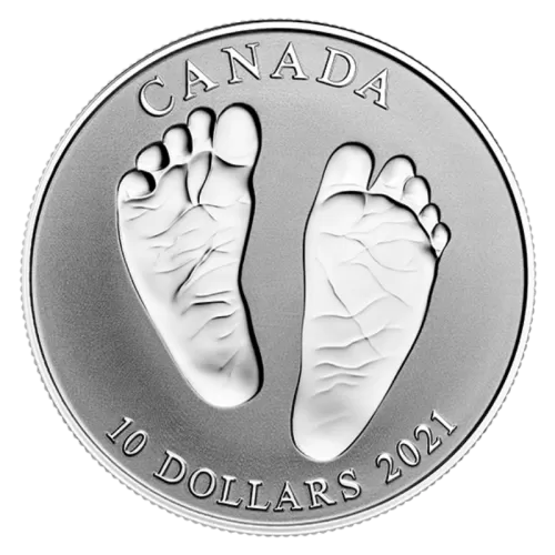 2021 Canadian $10 Welcome to the World, Baby Feet - 1/2 oz Fine Silver Coin-coin in capsule only