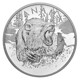 2019 Canadian $125 Primal Predators: The Grizzly - 1/2 Kilogram Fine Silver Coin - lightly tarnished