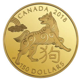 2018 Canadian $150 Year of the Dog - 18-karat Gold Coin-capsule slightly scuffed