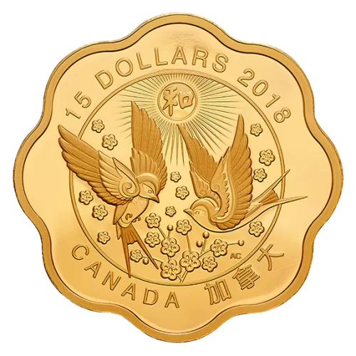 2018 Canadian $15 Blessings of Harmony - Fine Silver & Gold-plated Coin